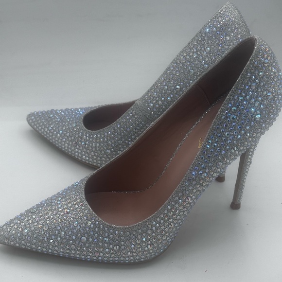 Sparkling Silver Elisabet Tang NEW STUNNING 5” Rhinestone Heels PERFECTION 8.5 M - Picture 3 of 16